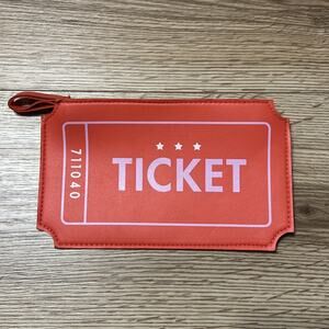 Ipsy Glam Bag April 2017 Side Show Vinyl Orange Ticket Makeup Bag (A29)